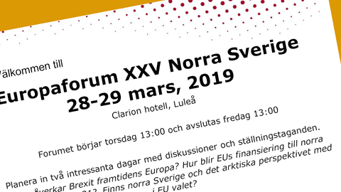 Europaforum XXV Norra Sverige 28-29 mars, 2019, Clarion hotell, Luleå 